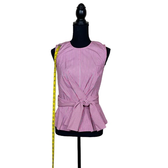 NWT Derek Lam 10 Crosby “Pandora” Striped Pleated Peplum Tie-Front Top - Picture 6 of 12